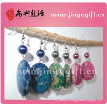 Chinese Cultural Jewelry Handcrafted Beautiful Natural Gemstone Statement Earrings